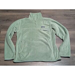 Patagonia  1/4 Snap Pullover Womens Large Sage Green Fuzzy Fleece Diamond